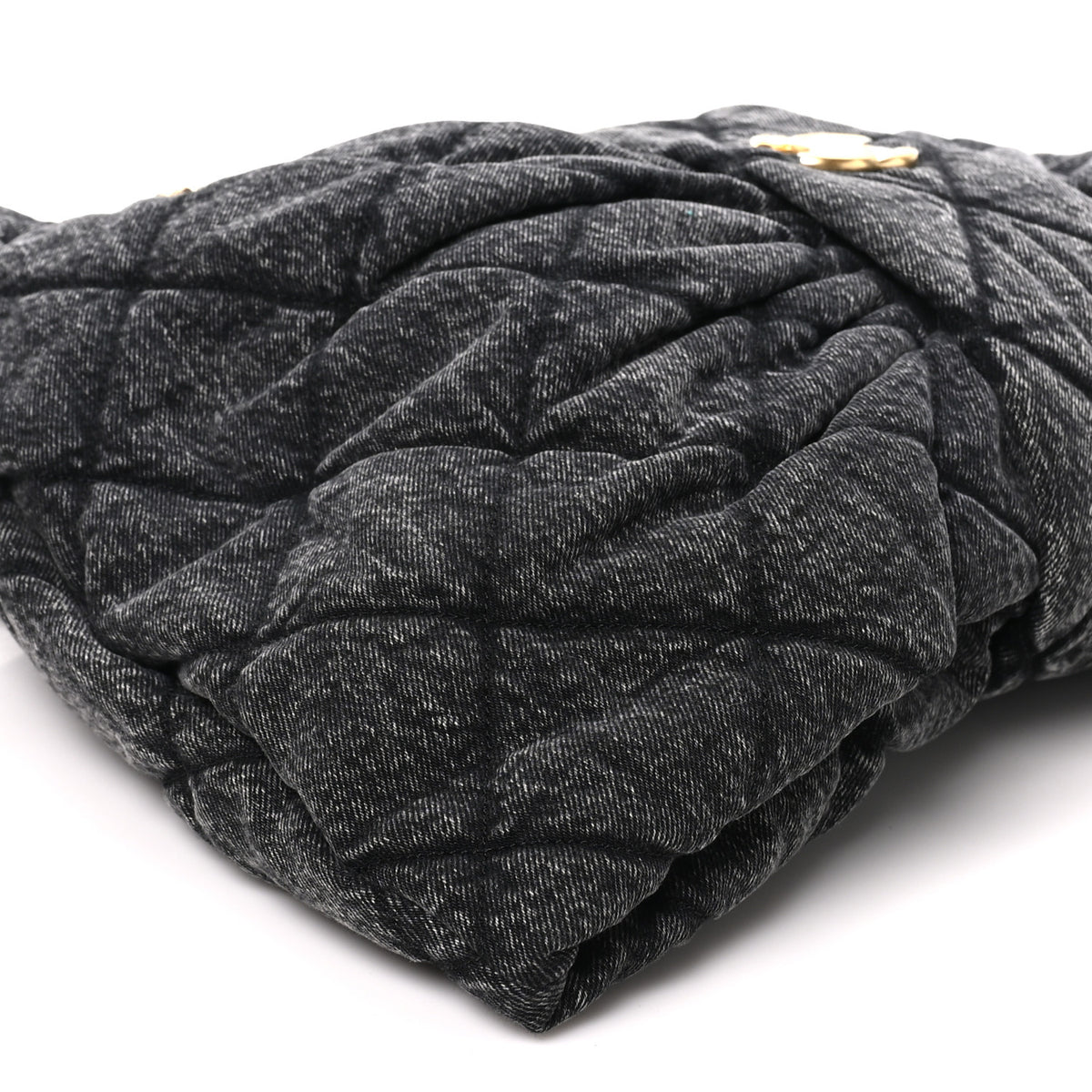 Chanel Washed Denim Quilted Maxi Bow Bag Black 9 of 10