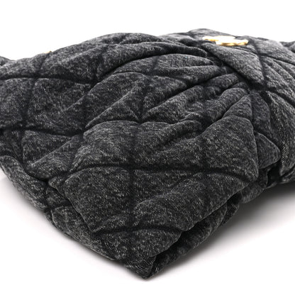 Chanel Washed Denim Quilted Maxi Bow Bag Black 9 of 10
