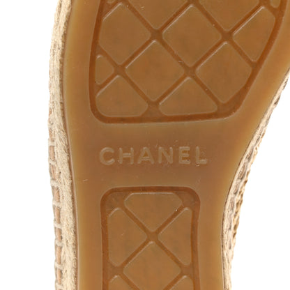 Chanel Braided Fabric Lambskin CC Espadrilles 37 Beige Black 7 of 10