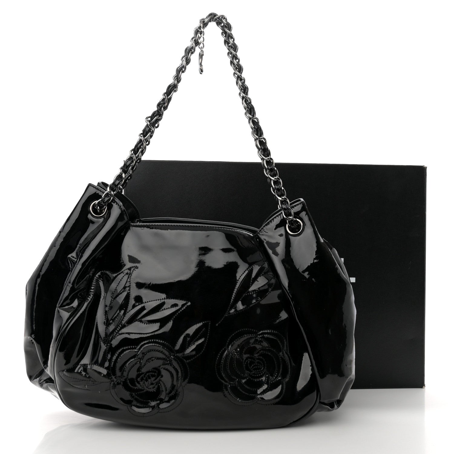 Chanel Patent Camellia Shoulder Bag Black 11 of 11