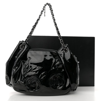 Chanel Patent Camellia Shoulder Bag Black 11 of 11