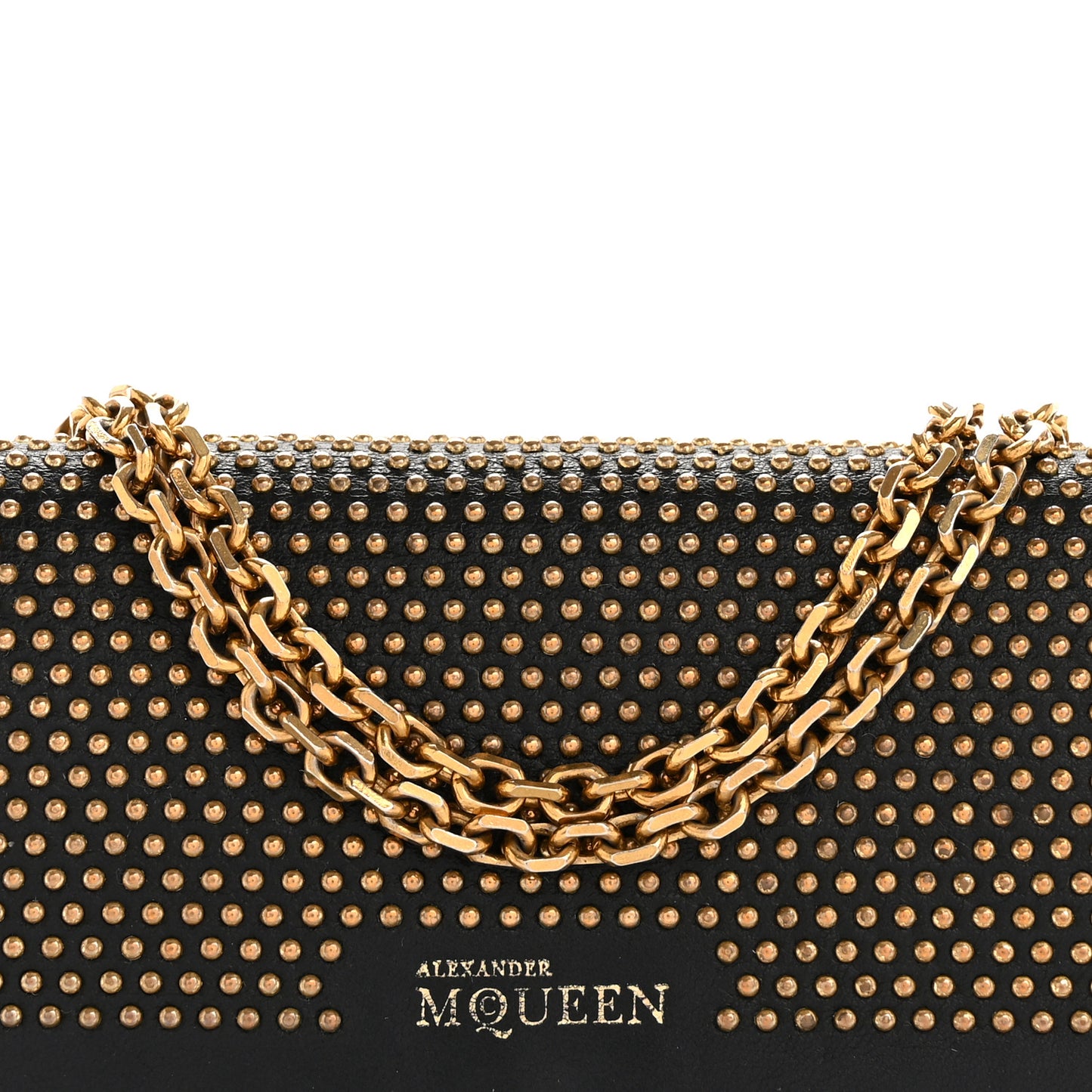 Calfskin Studded Wallet on Chain Black