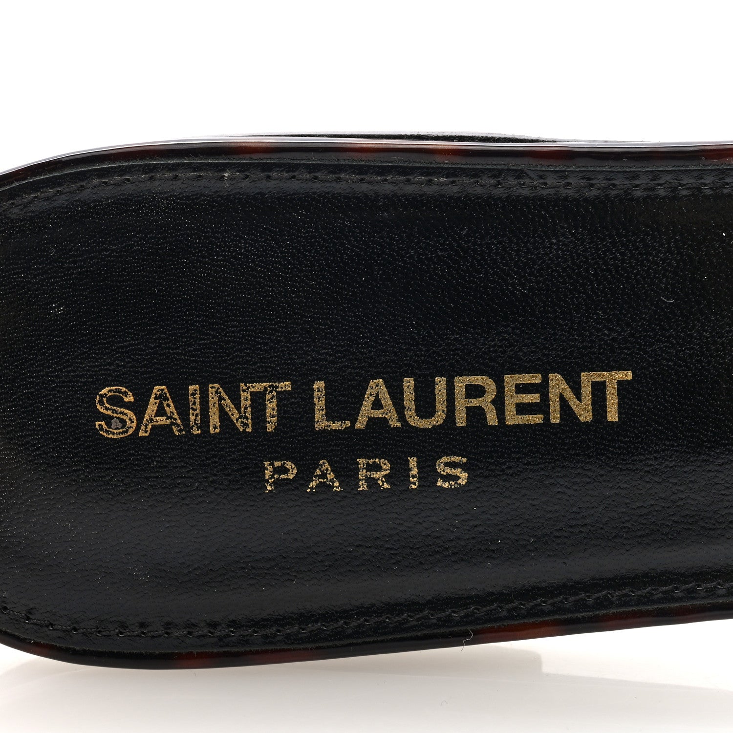 Saint Laurent Patent Calfskin Nu Pied 05 Slide Sandals 40 Tortoise 8 of 8