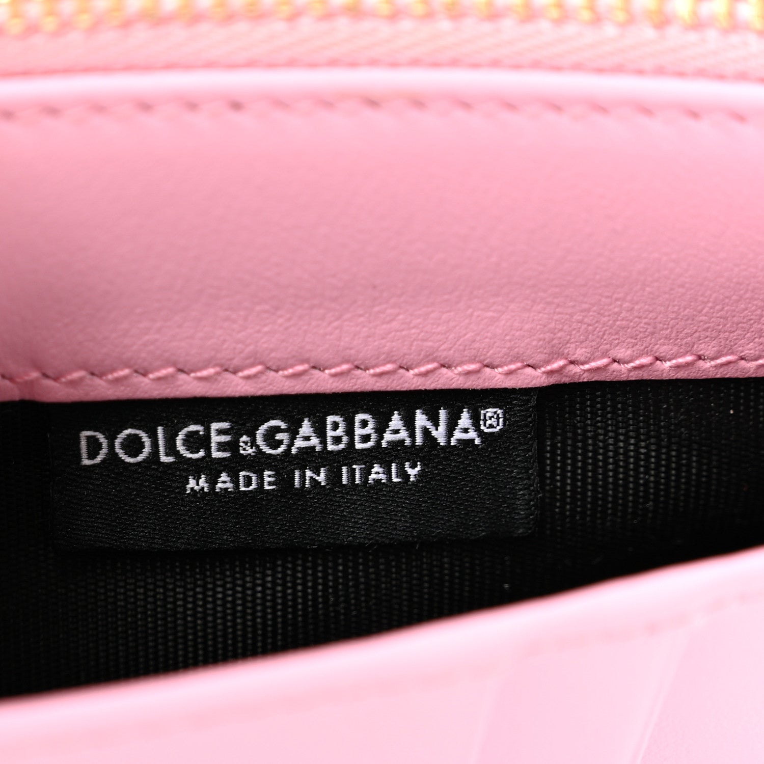 Dolce & Gabbana Calfskin Embellished Logo Zip Card Holder Pink 6 of 6