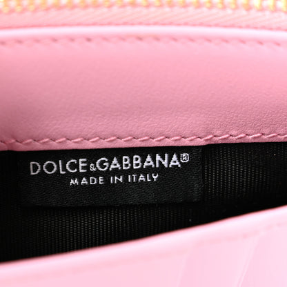 Dolce & Gabbana Calfskin Embellished Logo Zip Card Holder Pink 6 of 6