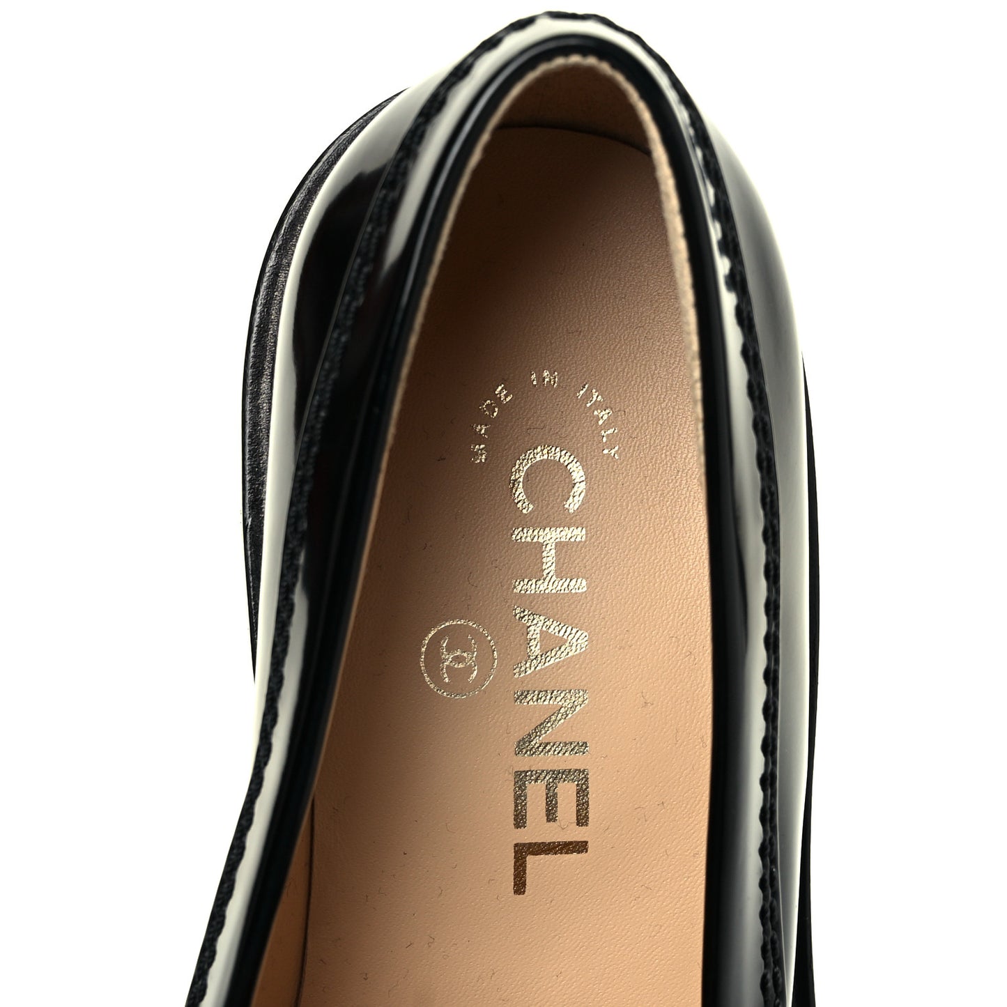 Shiny Calfskin Logo Loafers 37 Black