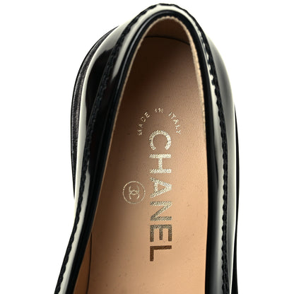 Chanel Shiny Calfskin Logo Loafers 37 Black 8 of 10