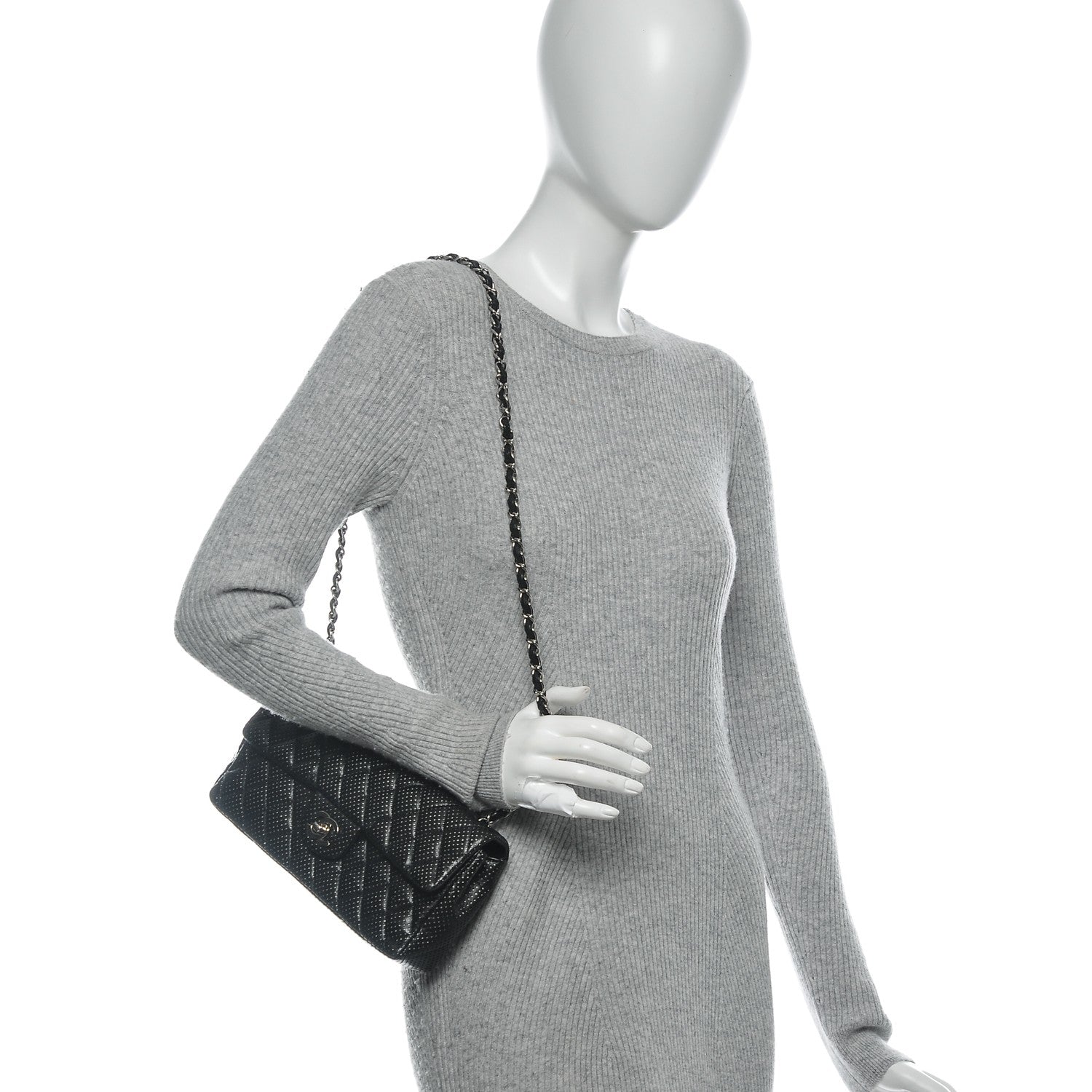 Chanel Lambskin Perforated East West Flap Black 2 of 6