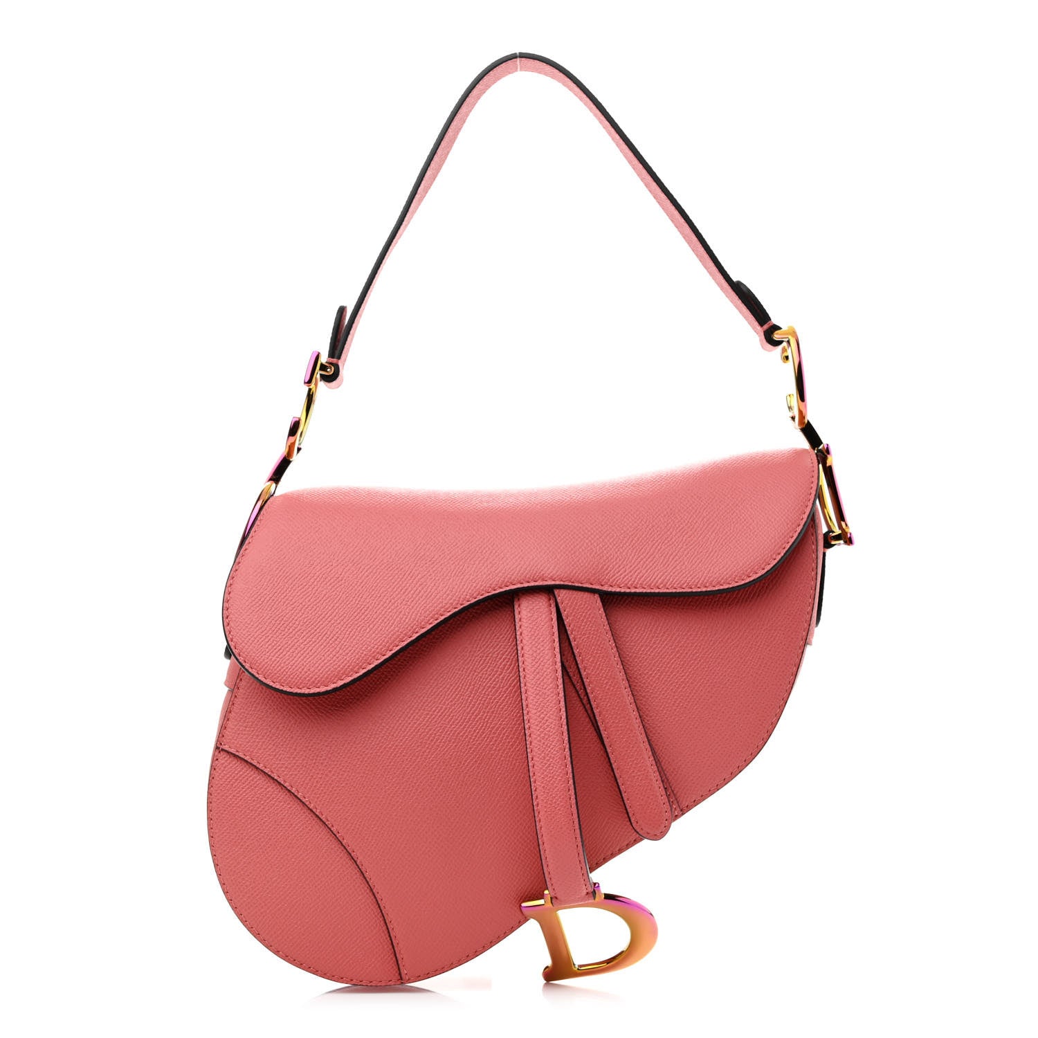 Christian Dior Grained Calfskin Saddle Bag Pink 1 of 10