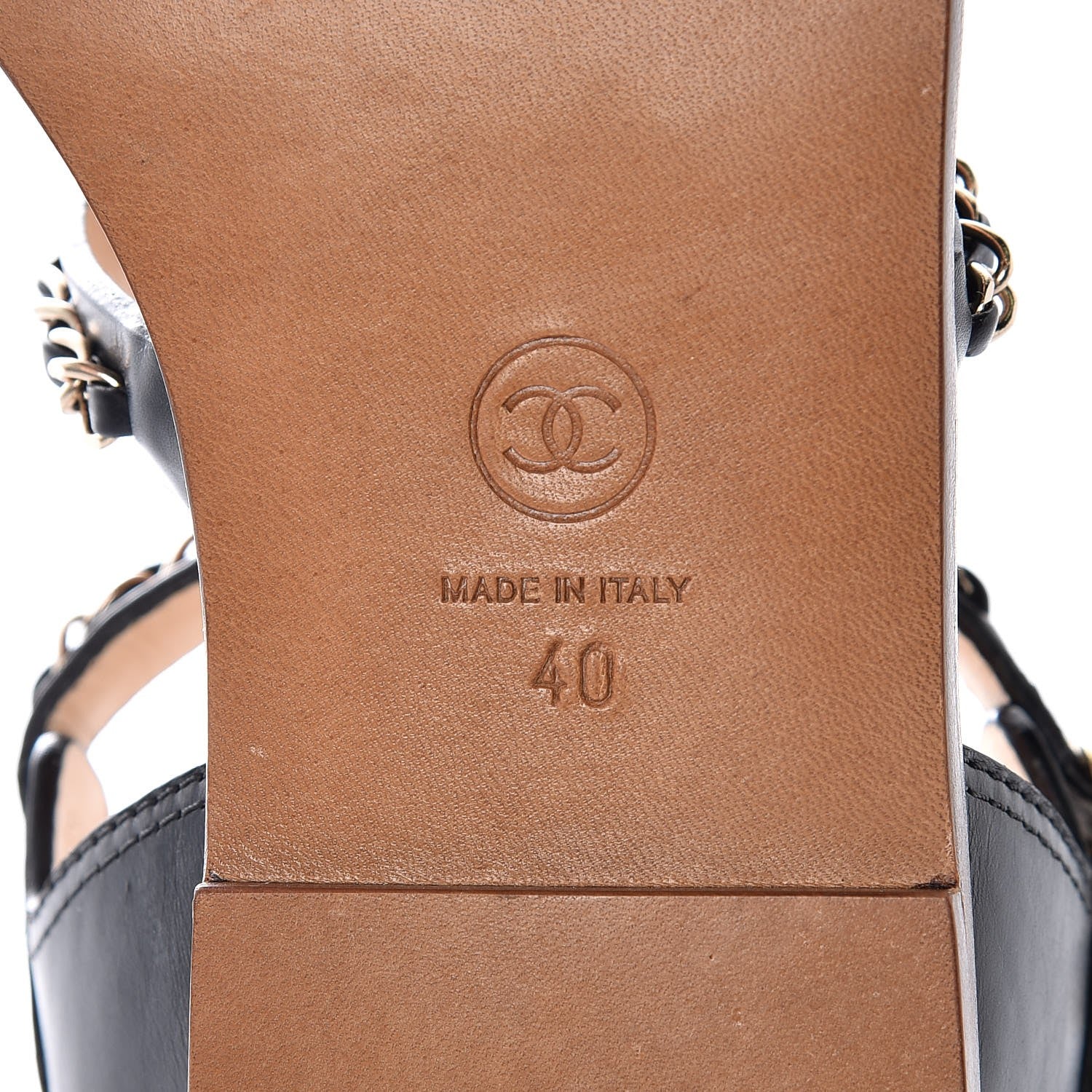Chanel Calfskin Fantasy Chain Flat Sandals 40 Black 6 of 8
