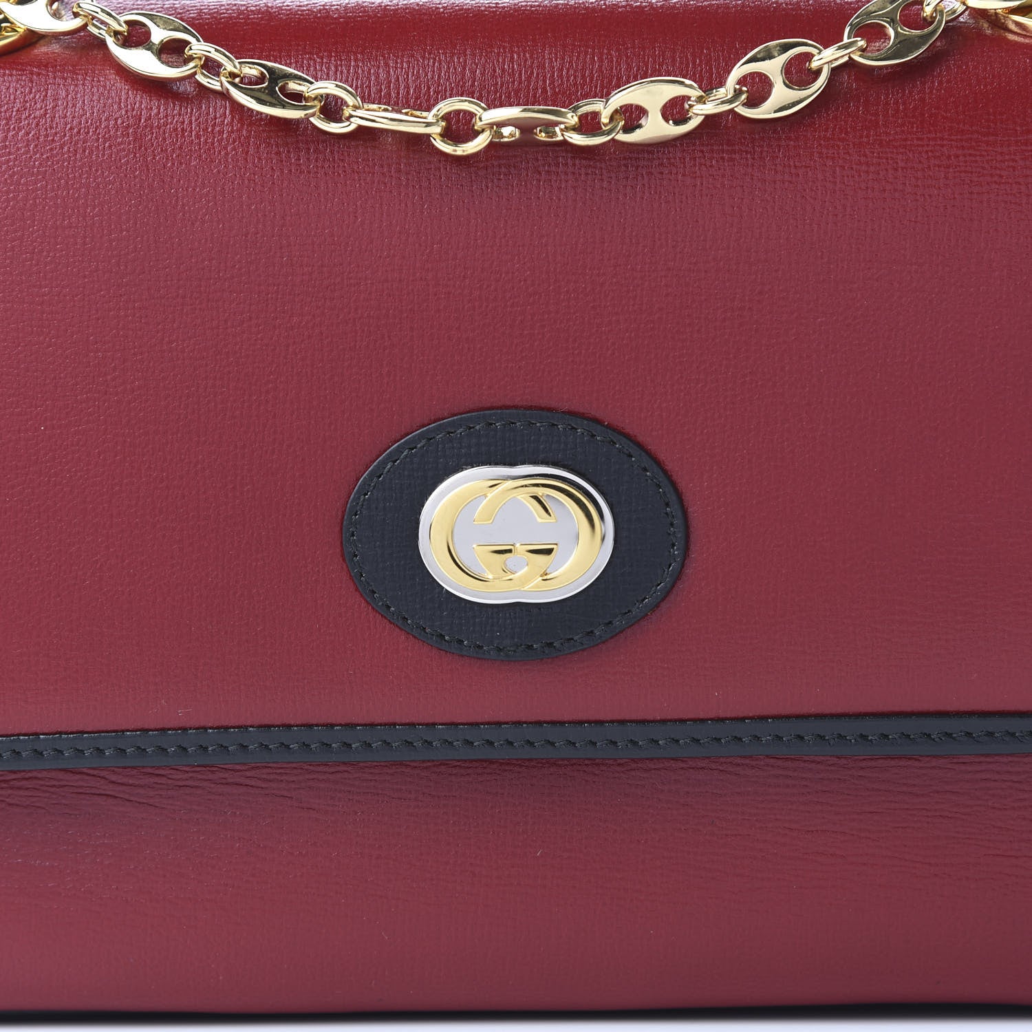 Gucci Azalea Calfskin Bi-Color Small Marina Chain Shoulder Bag New Cherry Red Black 10 of 10