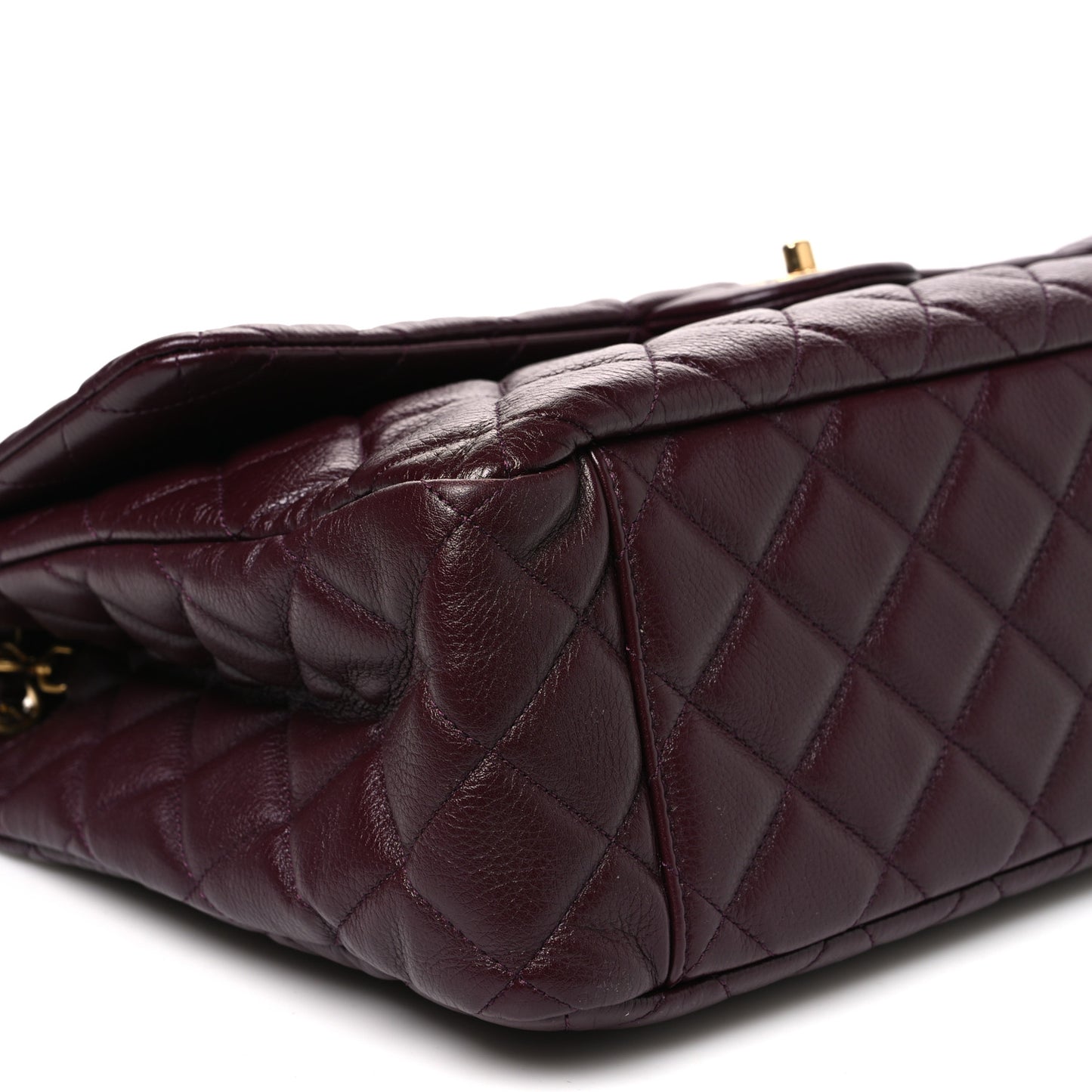 Grained Calfskin Quilted XXL Travel Flap Bag Burgundy