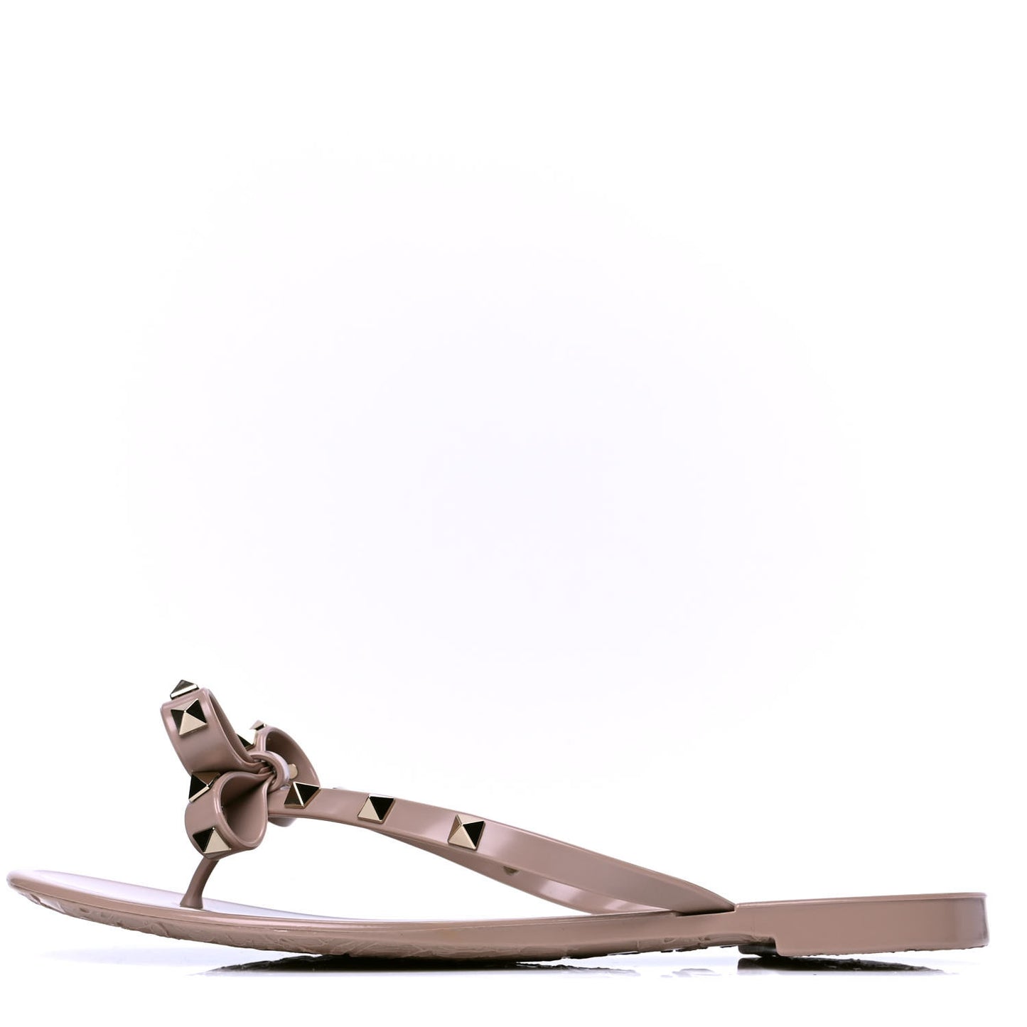 PVC Jelly Rockstud Bow Thong Sandals 40 Poudre