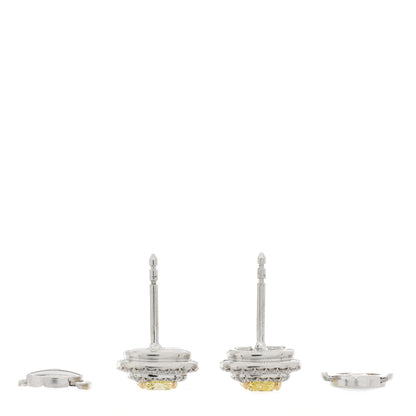 Tiffany Platinum Yellow Diamond .74ctw Cushion Soleste Earrings 3 of 4
