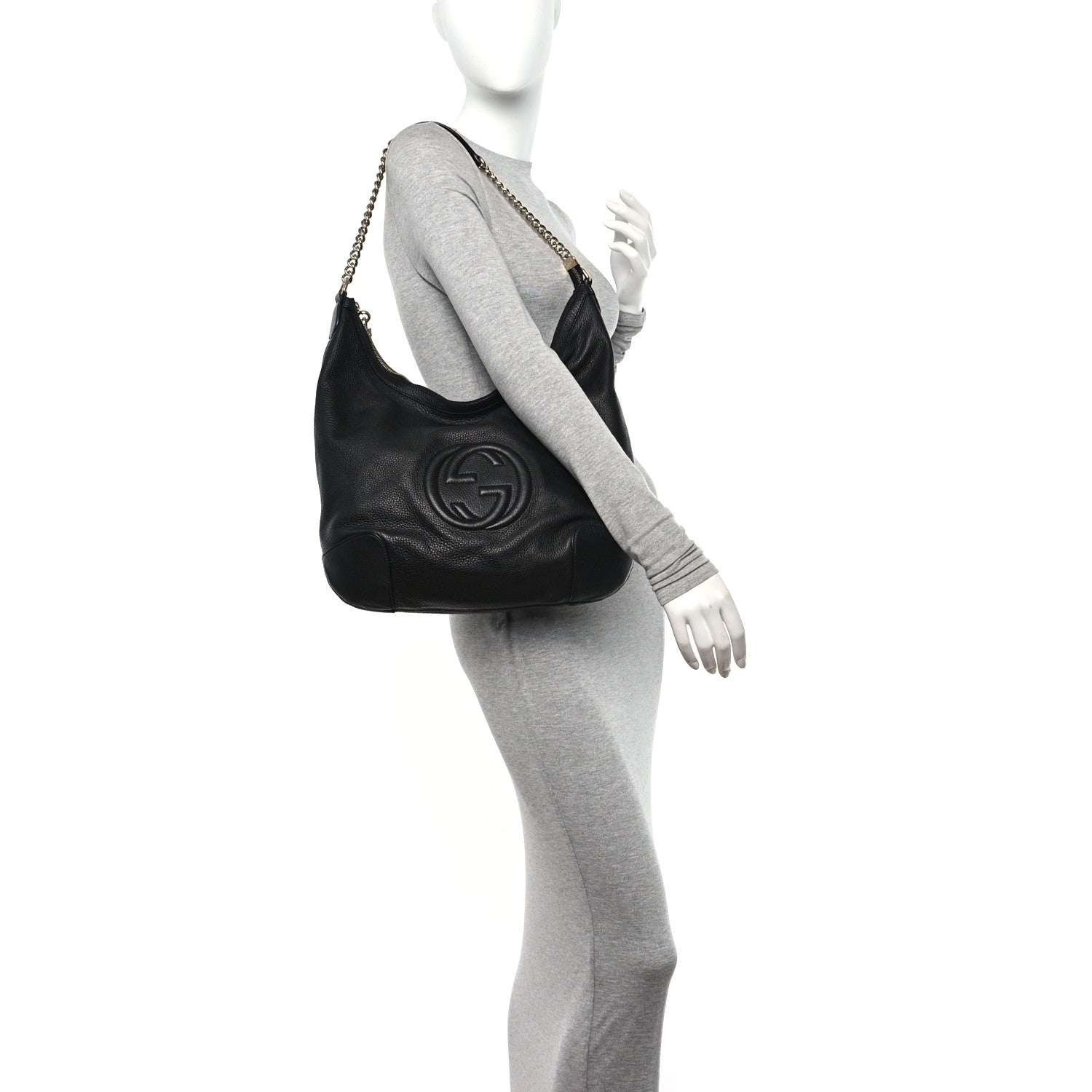 Gucci Pebbled Calfskin Medium Soho Chain Hobo Black 2 of 11