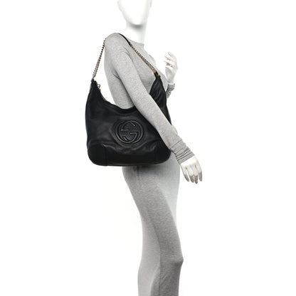 Gucci Pebbled Calfskin Medium Soho Chain Hobo Black 2 of 11