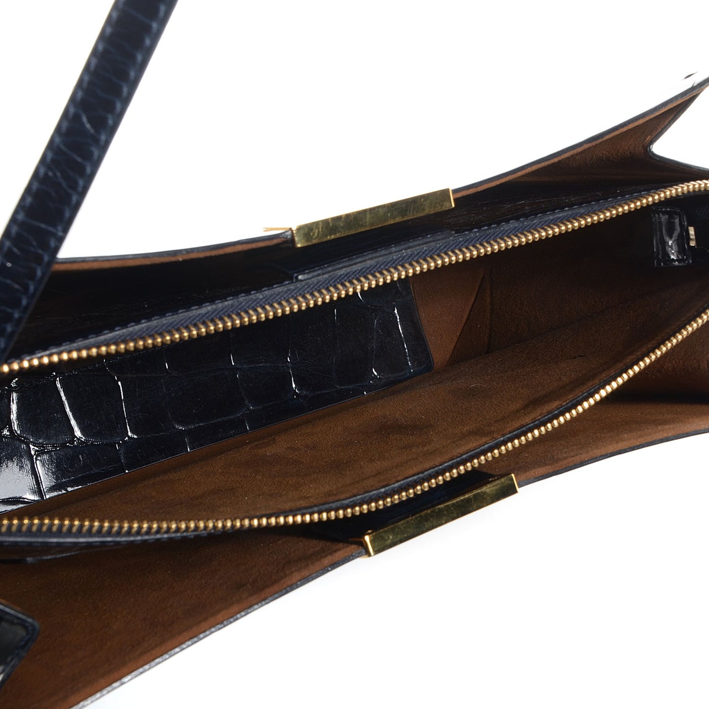 Faux Crocodile Embossed Beckett Bag Black