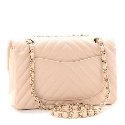 Chanel Caviar Chevron Quilted Small Double Flap Beige 3 of 9