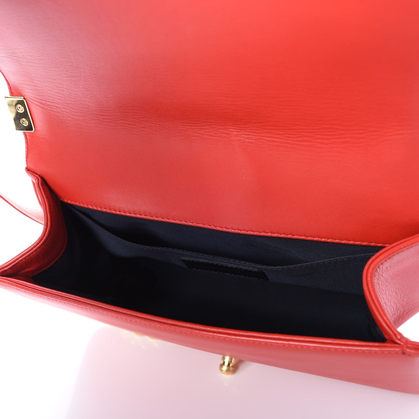 Lambskin Embossed Medium Boy Cube Flap Red