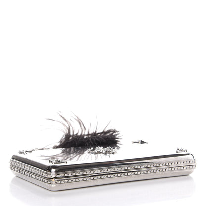 Alexander McQueen Metallic Feather Embellished Bird Knuckle Clutch Silver 4 of 6