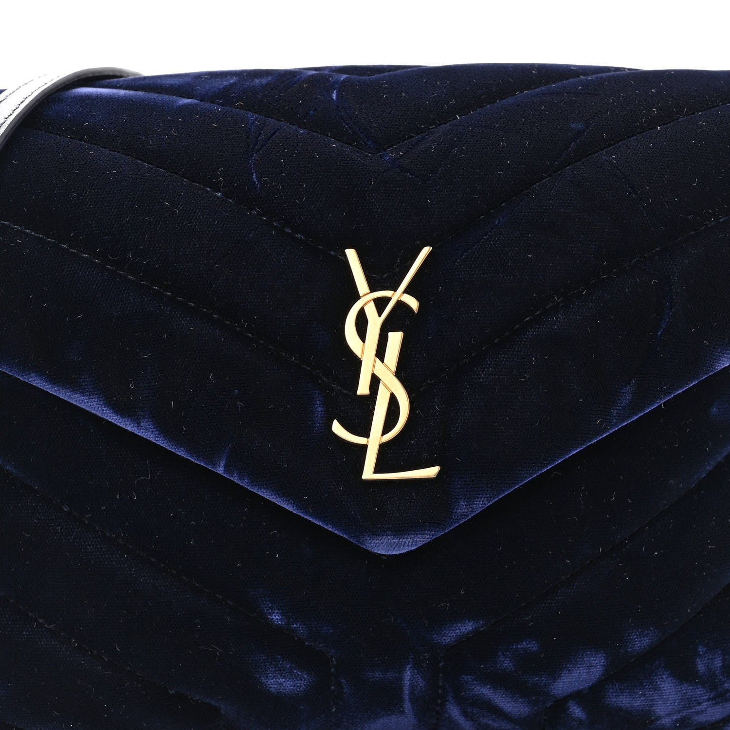 Saint Laurent Velvet Y Quilted Monogram Toy Loulou Crossbody Bag Deep Marine 7 of 9
