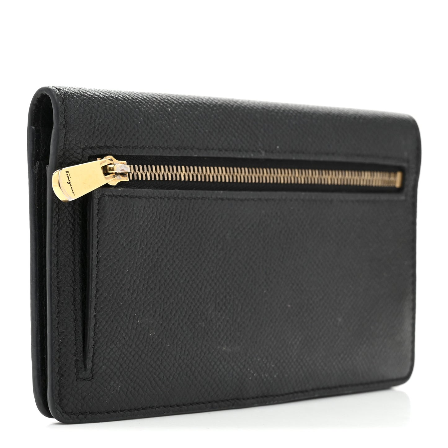 Grained Calfskin Gancini Continental Wallet Black