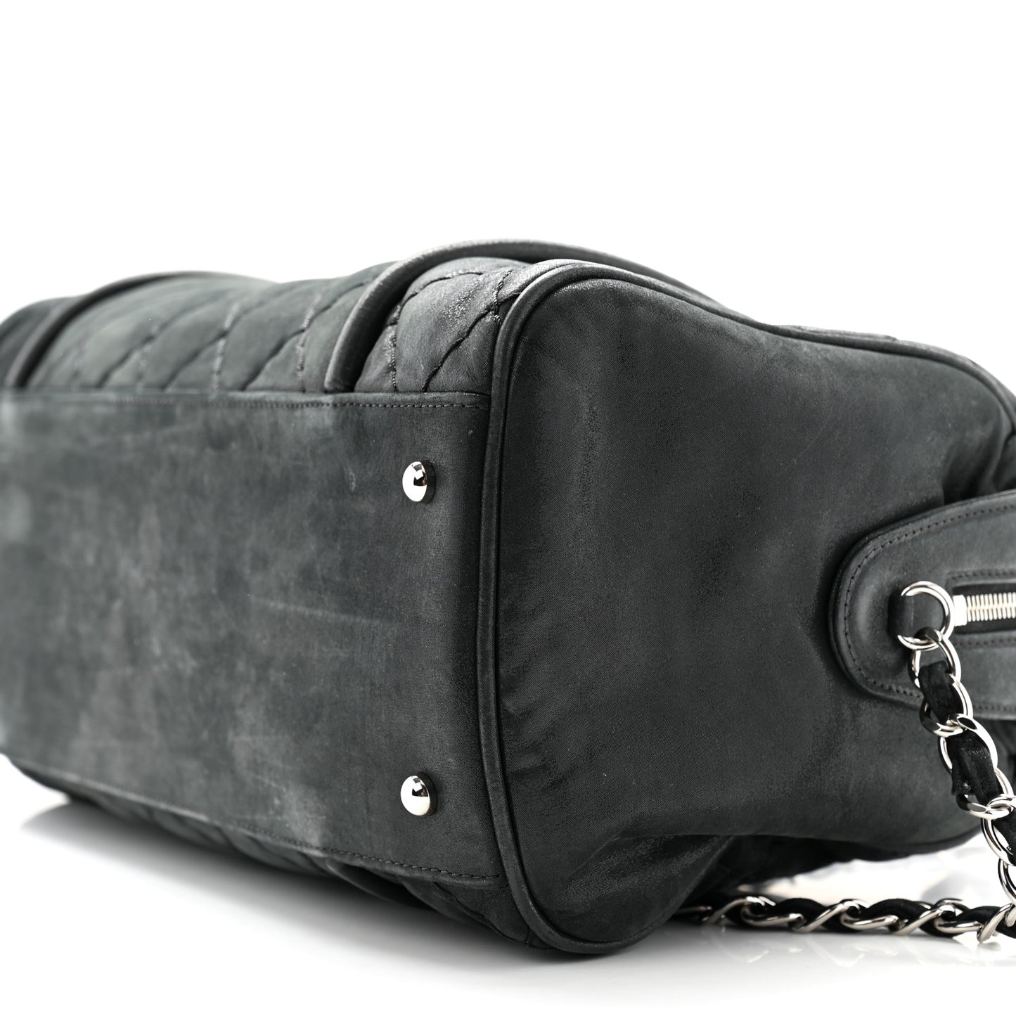 Iridescent Calfskin Quilted Relax CC Bowler Bag Black