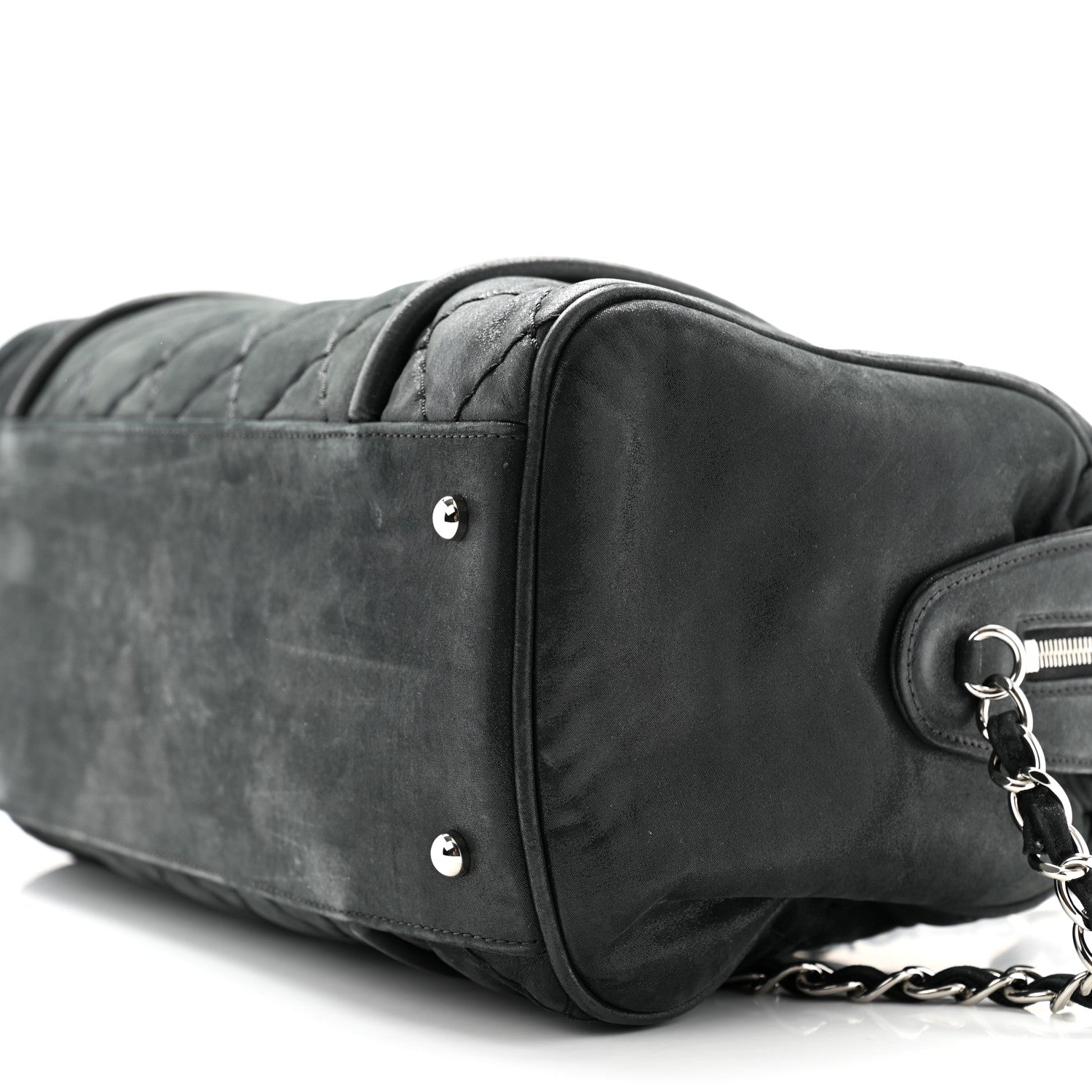 Chanel Iridescent Calfskin Quilted Relax CC Bowler Bag Black 10 of 12