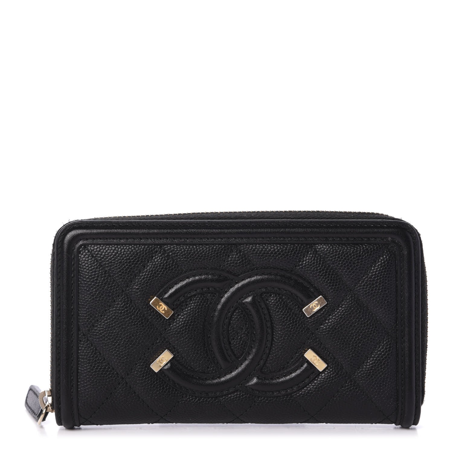 Chanel Caviar Quilted Medium Filigree Zip Around Wallet Black 1 of 11