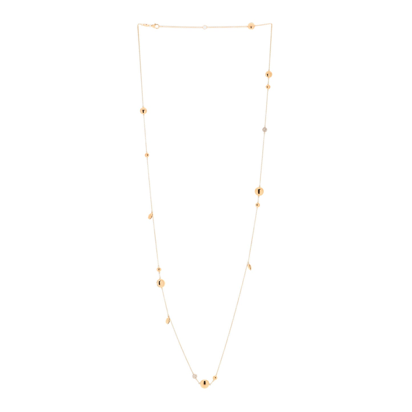 18K Rose Gold Diamond Disc Station Necklace
