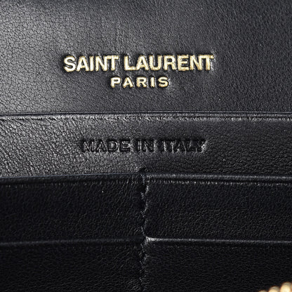 Saint Laurent Lambskin Matelasse Monogram Vicky Chain Wallet Black 7 of 10