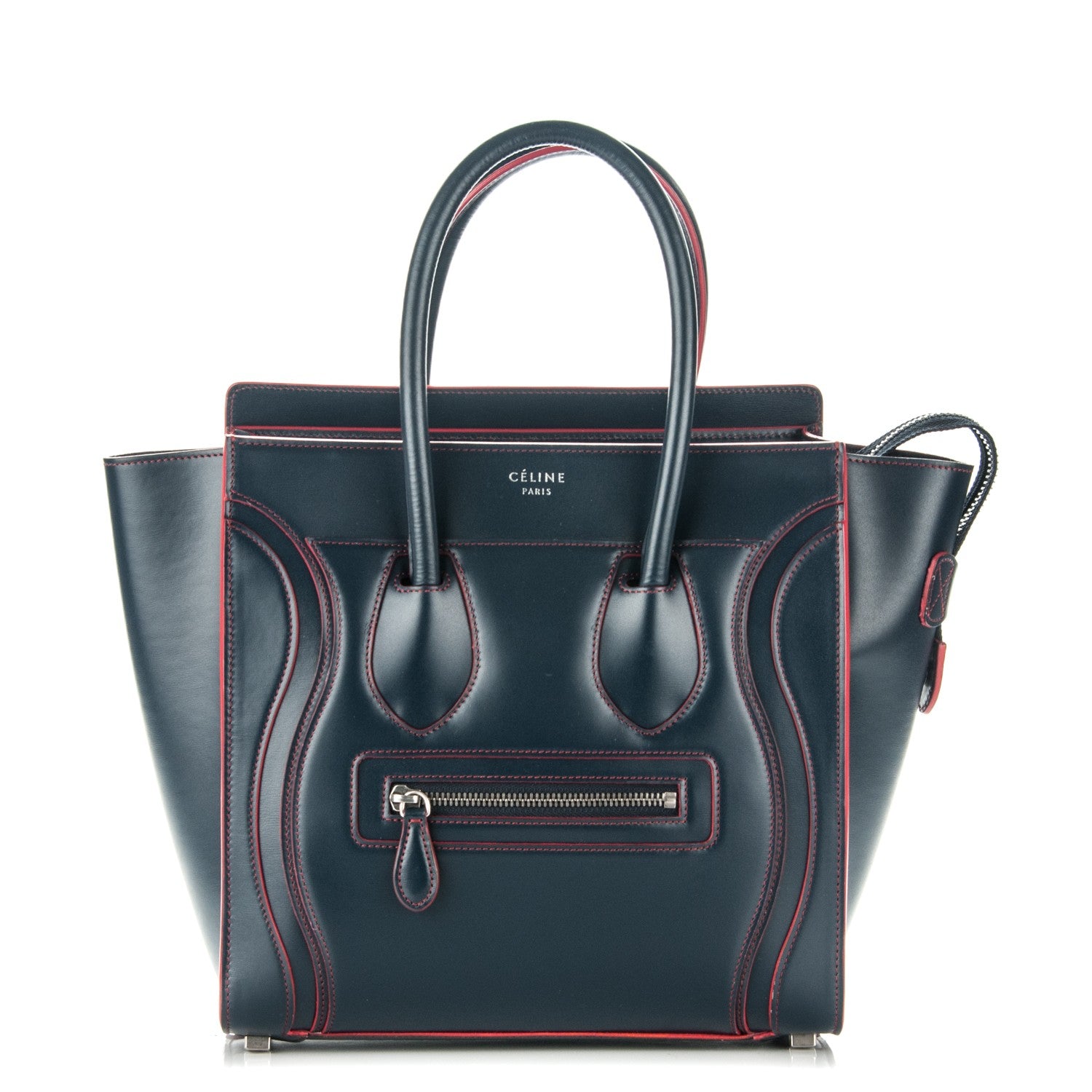 Celine Satin Debossed Calfskin Micro Luggage Navy Blue 1 of 8