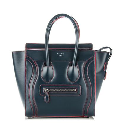 Celine Satin Debossed Calfskin Micro Luggage Navy Blue 1 of 8