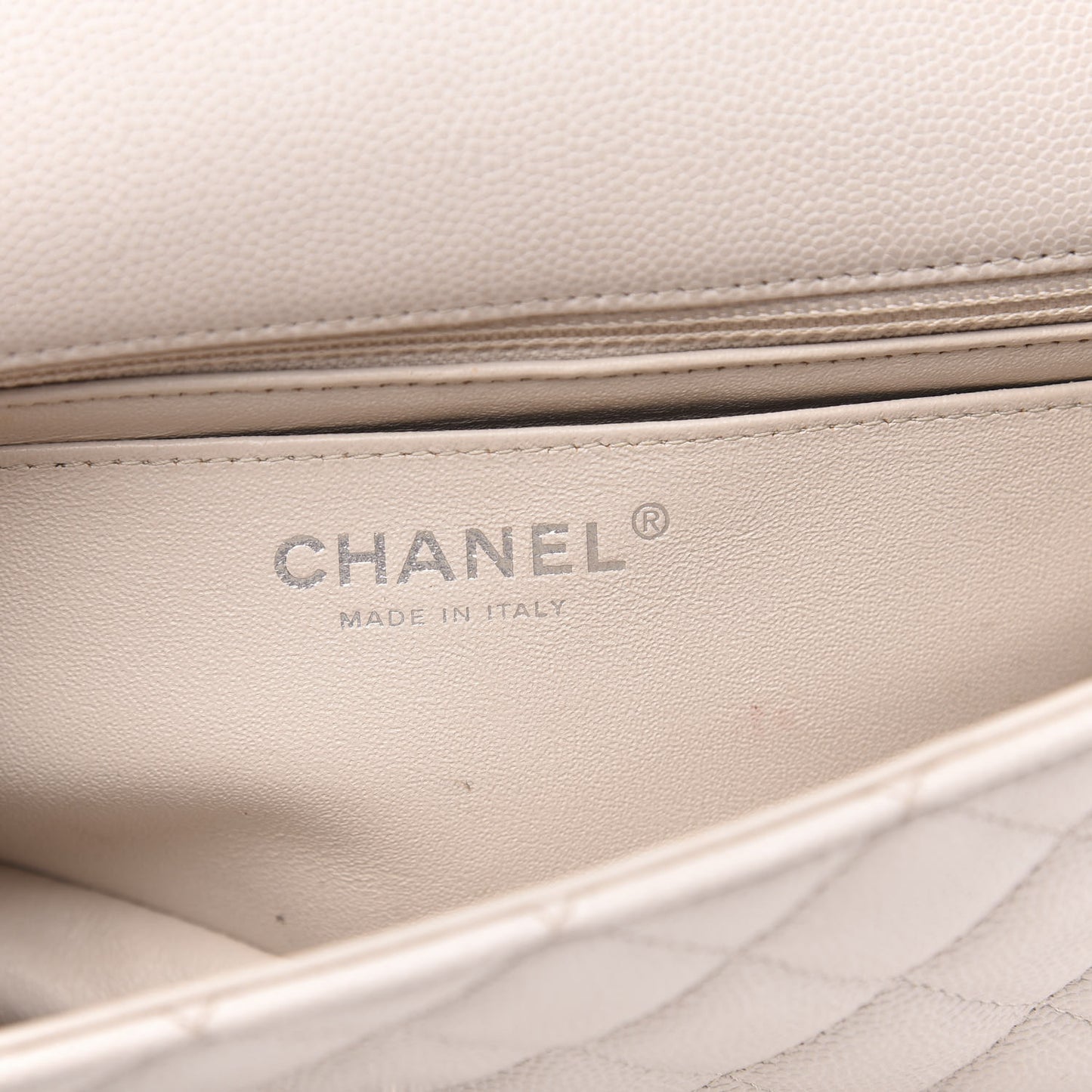 Caviar Quilted Mini Rectangular Flap White