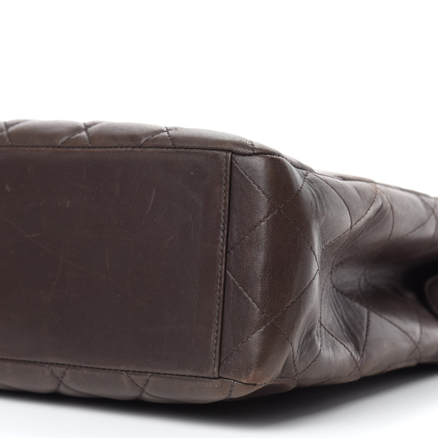 Chanel Lambskin Quilted Shopping Tote Dark Brown 7 of 15