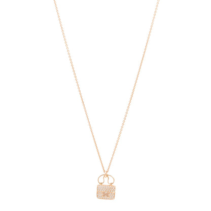 Hermes 18K Rose Gold Diamond Constance Amulette Pendant Necklace 1 of 6