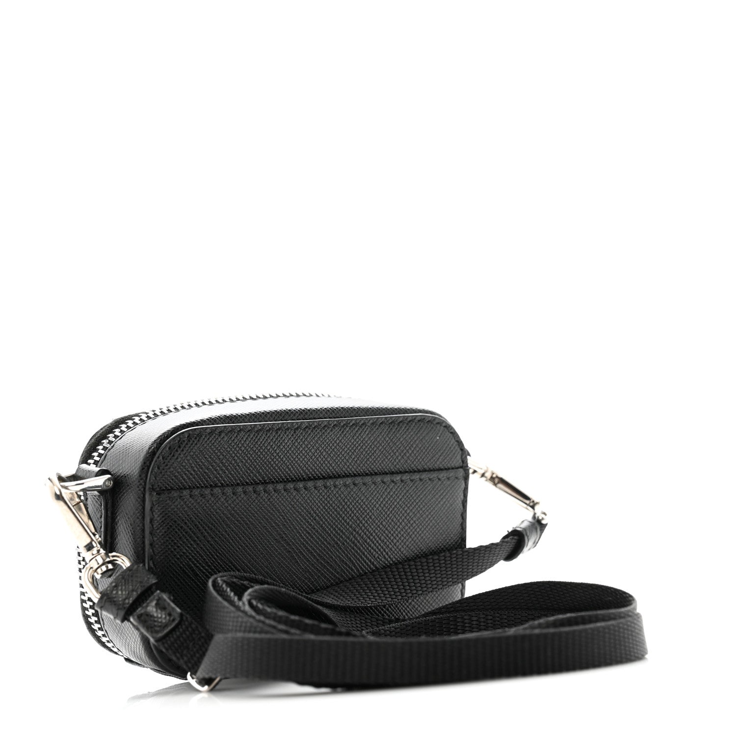 Prada Saffiano Travel Metal Triangle Logo Mini Pouch Shoulder Bag Black 2 of 10