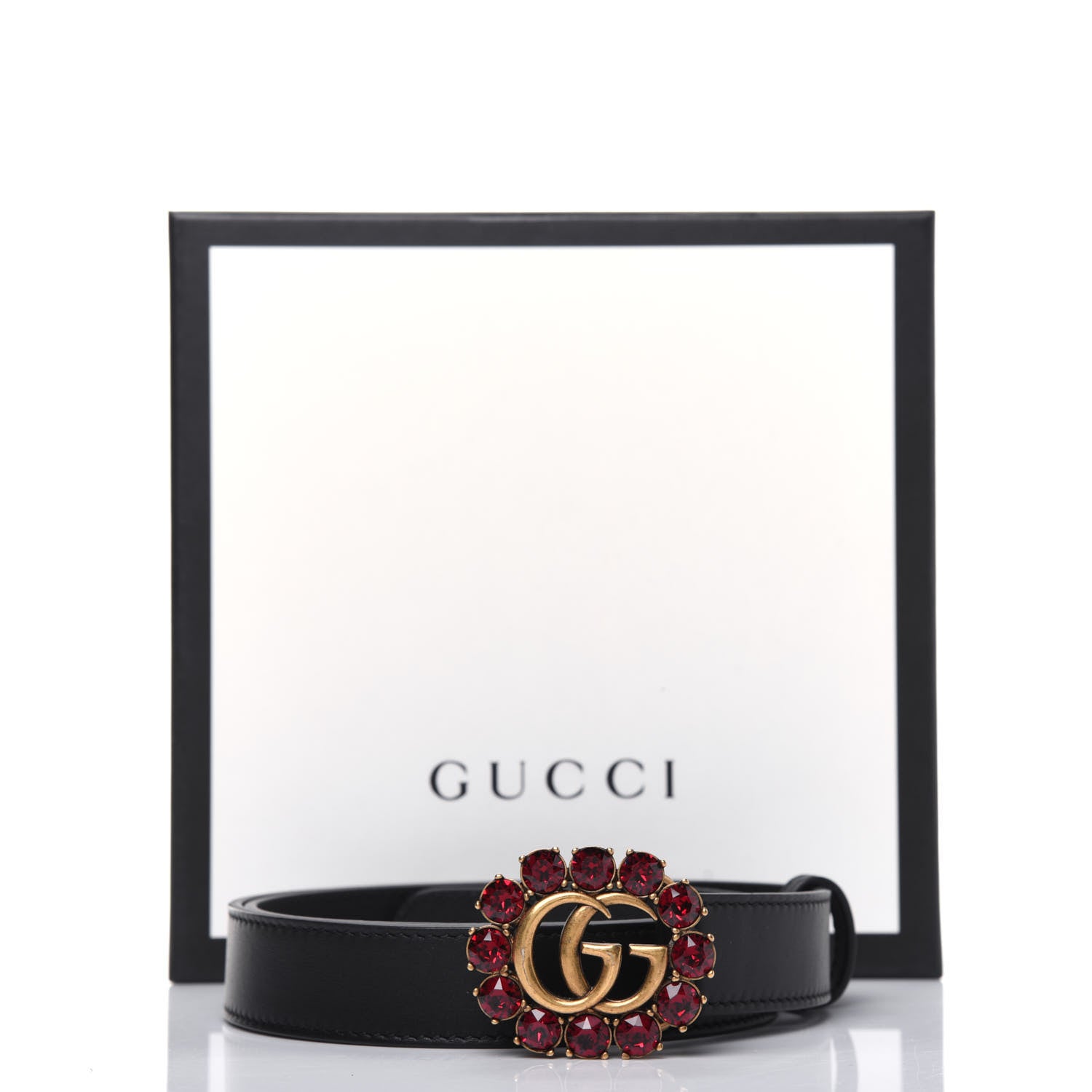 Gucci Calfskin Crystal Double G 30mm Belt 80 32 Black 8 of 8