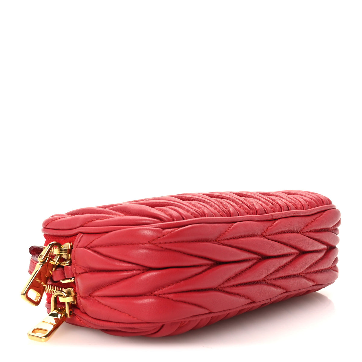 Miu Miu Nappa Matelasse Double Zip Pochette Clutch Rosso 4 of 12
