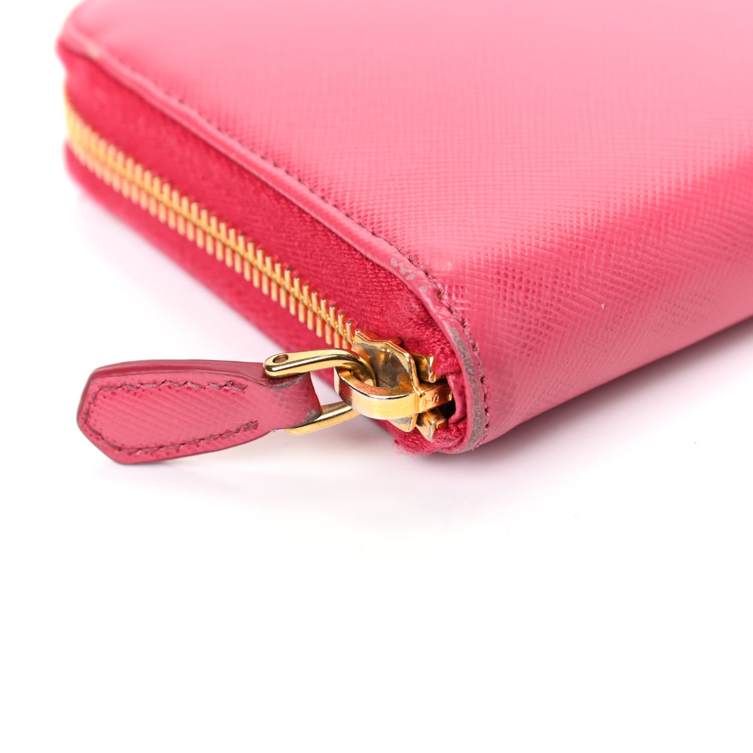 Prada Saffiano Triangle Zip Around Wallet Peonia 8 of 10