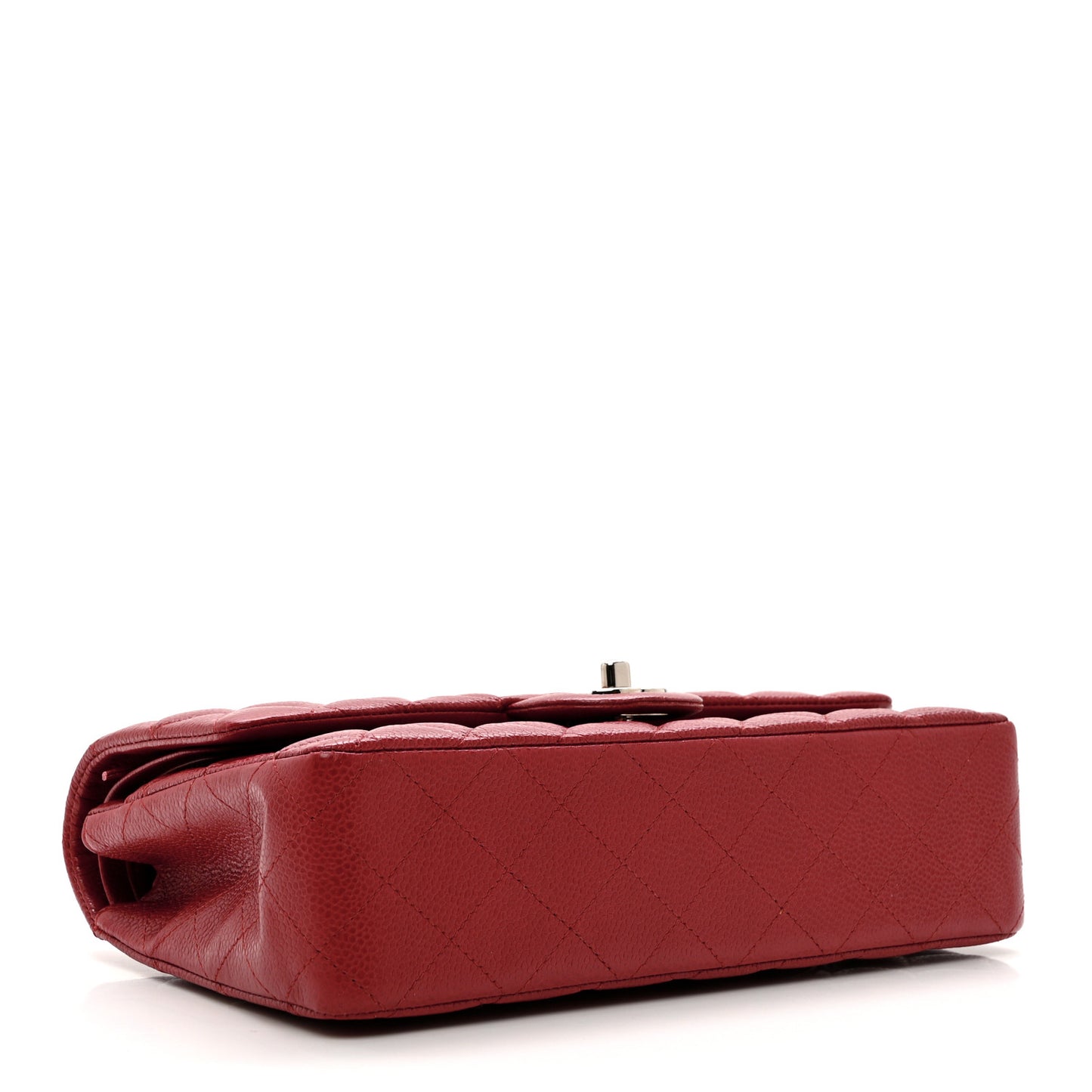 Caviar Quilted Medium Double Flap Red
