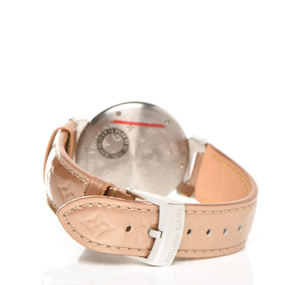 Louis Vuitton Stainless Steel Vernis Diamond 34mm Tambour Bijou Quartz Watch Beige 3 of 11