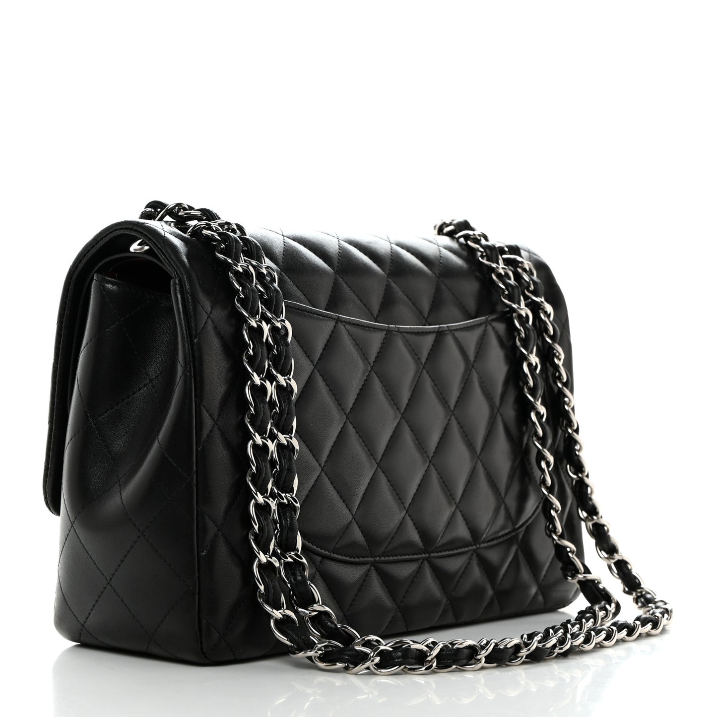 Lambskin Quilted Jumbo Double Flap Black