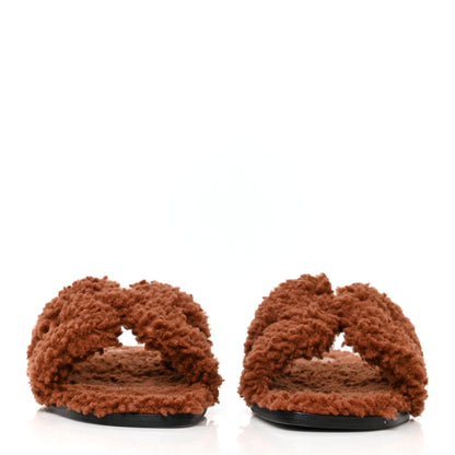 Hermes Woolskin Oran Sandals 38 Cognac 2 of 7