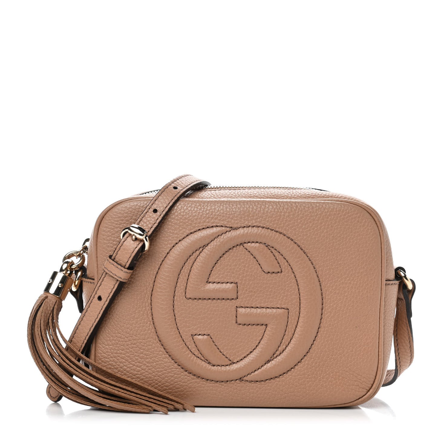 Pebbled Calfskin Small Soho Disco Bag Camelia