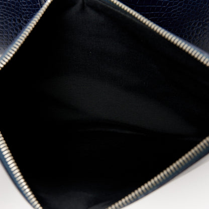 Saint Laurent Calfskin Crocodile Embossed Small Sac De Jour Dark Notte 9 of 13