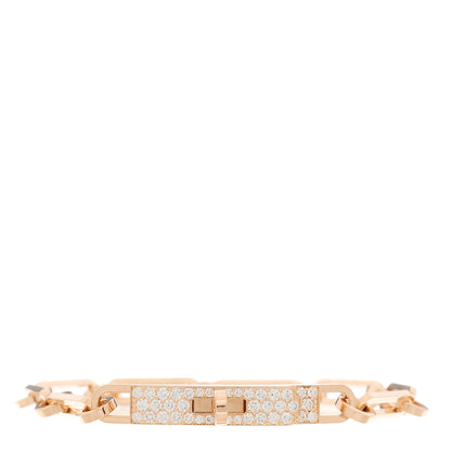 Hermes 18K Rose Gold Diamond Pave PM Kelly Chaine Bracelet SH 1 of 4