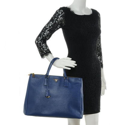 Prada Saffiano Lux Large Double Zip Tote Bluette 2 of 11