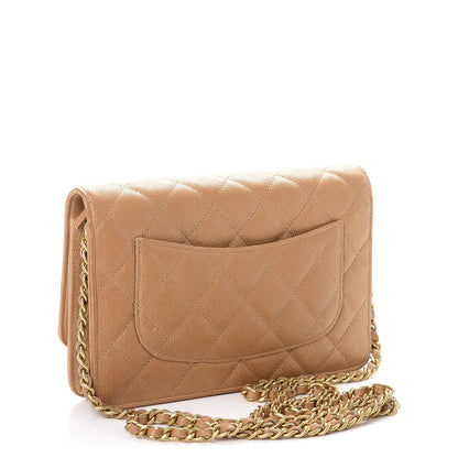 Chanel Letter Calfskin Embossed Quilted Wallet On Chain WOC Beige 3 of 8
