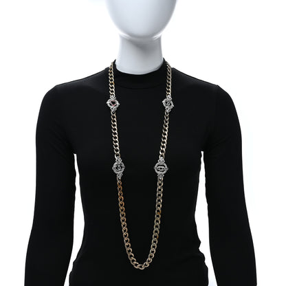 Chanel Crystal Eye Heart CC Chain Necklace Gold Gold Green Pink Blue 3 of 5